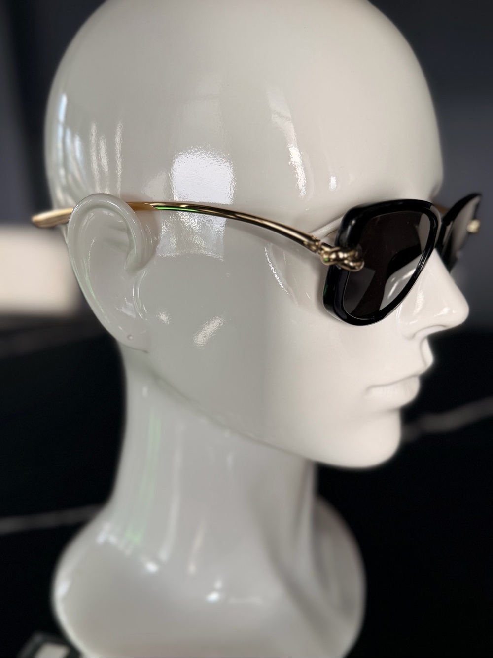 Black Women's Sunglasses with Gold Accent - Designer Style - Picture 3 of 11